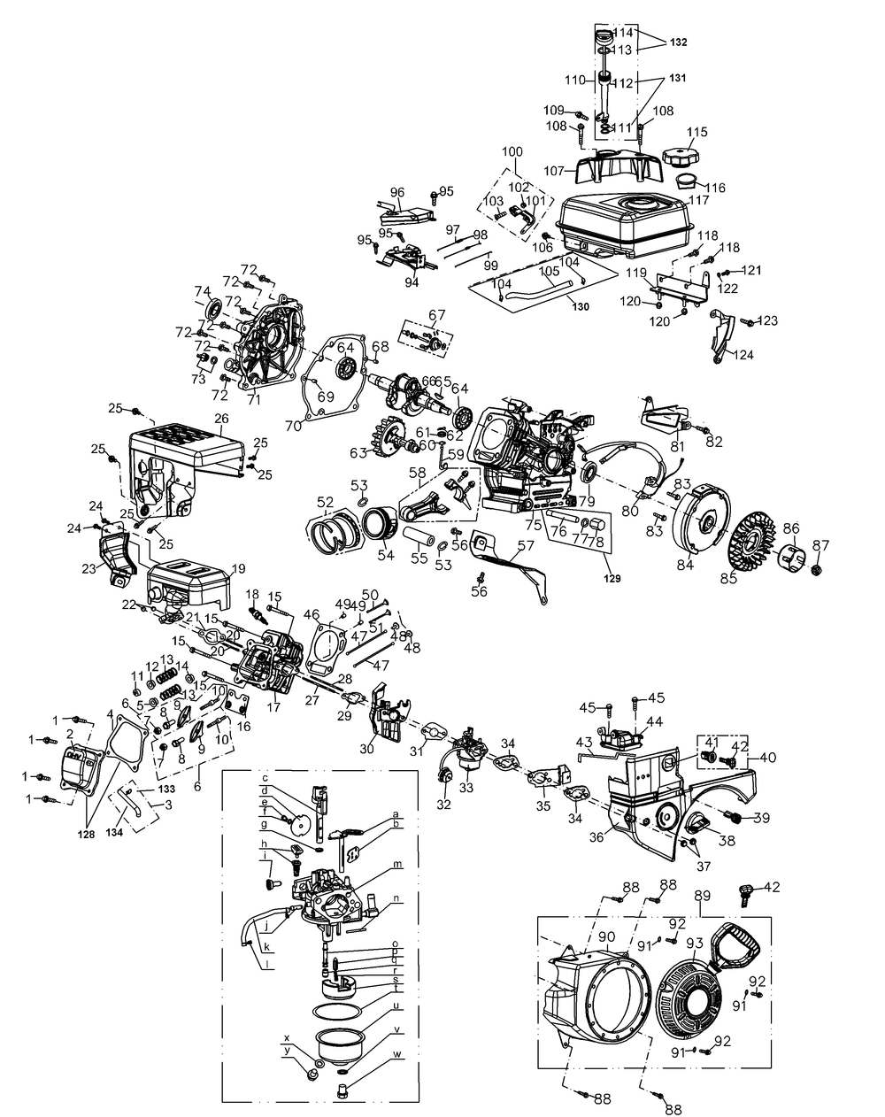 Engine Assembly 165-Sub 2010 And After Diagram and Parts List for 165 2010 & After Cub Cadet Engine
